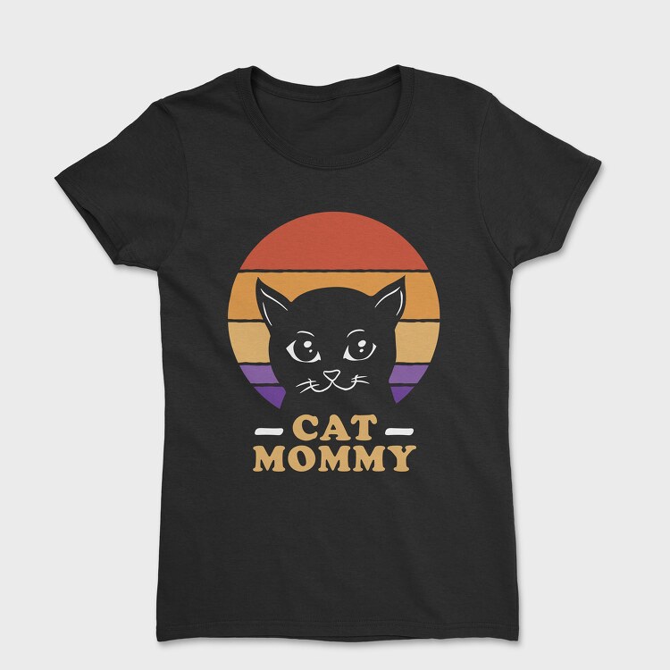 Cat Mommy Retro Sunset, Tricou Femei