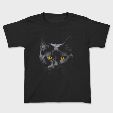 Monochrome Cat Contrast Yellow Eyes, Tricou Copii