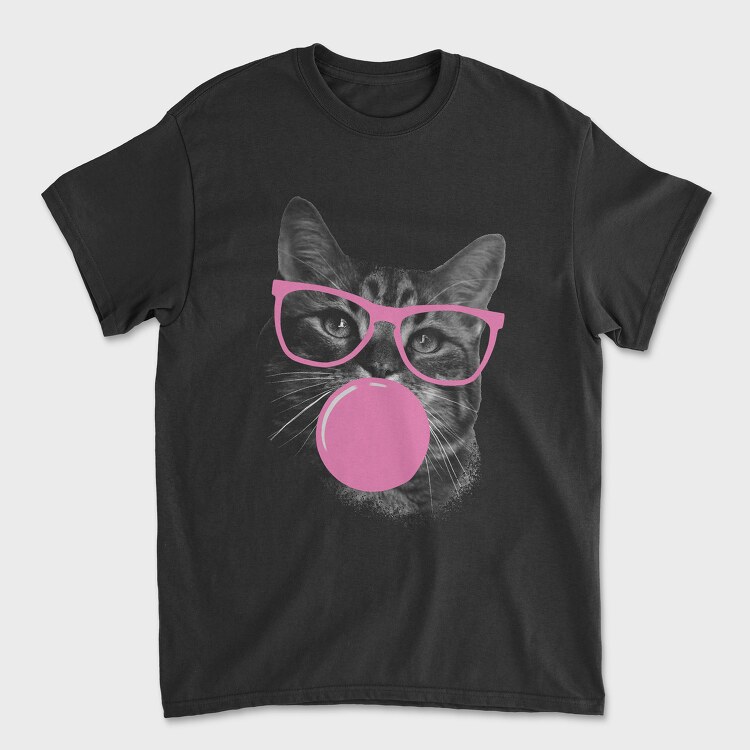 Sunglasses Cat Bubblegum Monochrome, Tricou Barbati (Unisex)