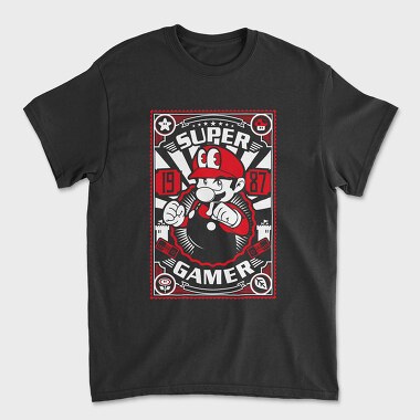 Super Gamer 1987 Mario, Tricou Barbati (Unisex)