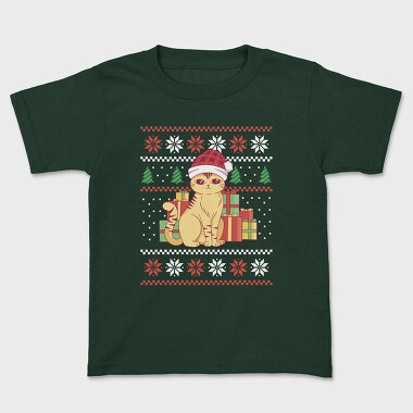 Cat With Gifts Ugly Sweater, Tricou Copii