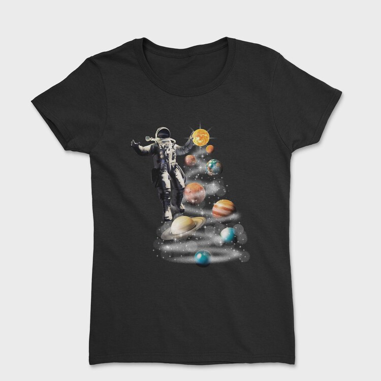 Astronaut Planets Christmas Tree, Tricou Femei