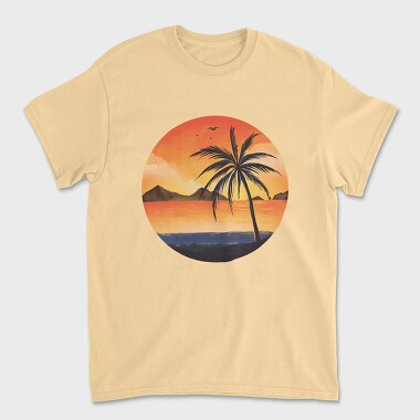 Beach Sunset Palm, Tricou Barbati (Unisex)