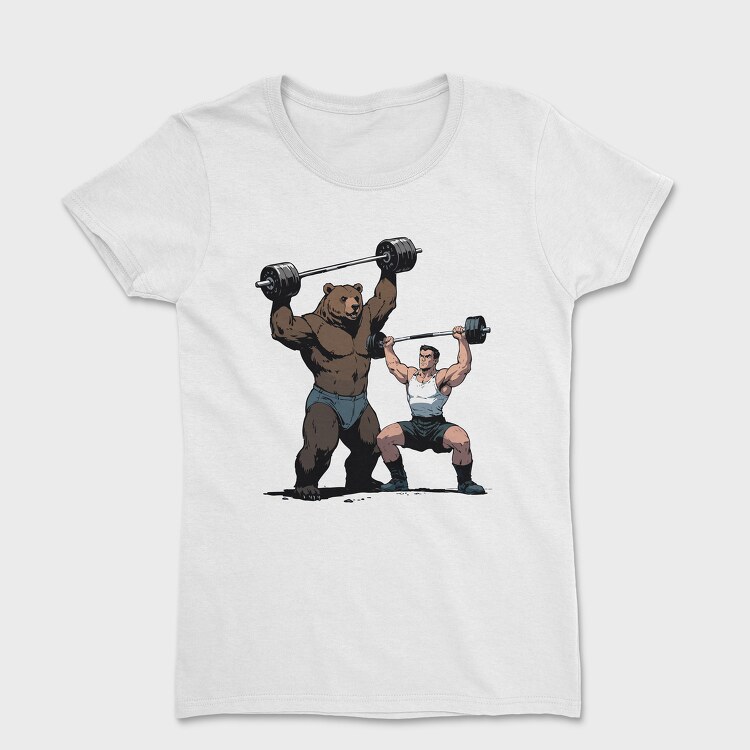 Bear and Man Lifting Weights, Tricou Femei