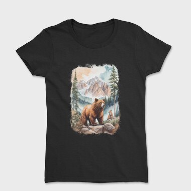 Bear Watercolor Forest, Tricou Femei