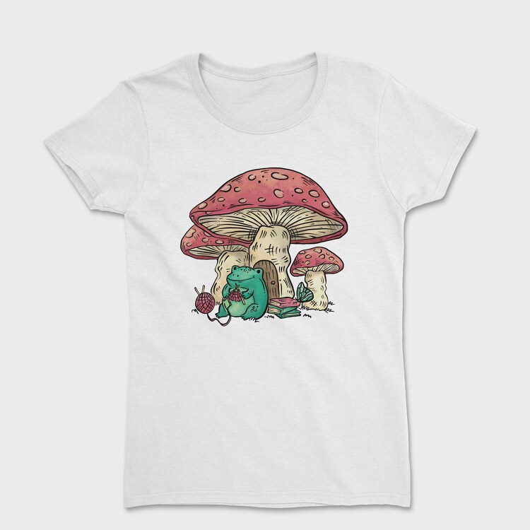 Frog Knitting Mushroom House, Tricou Femei