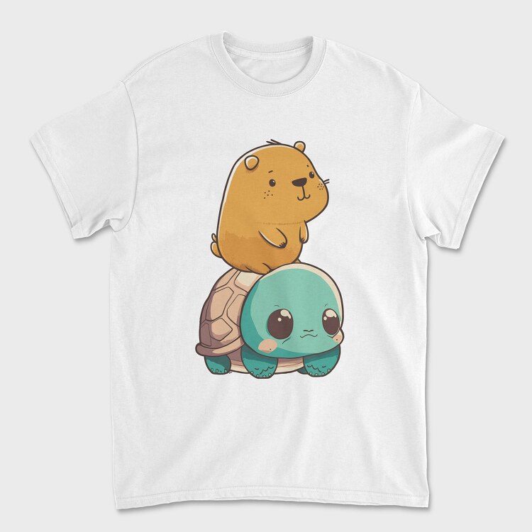 Kawaii Capybara and Turtle, Tricou Barbati (Unisex)