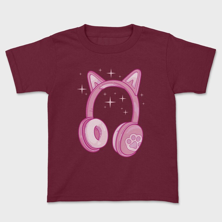 Kawaii Pink Headphones, Tricou Copii