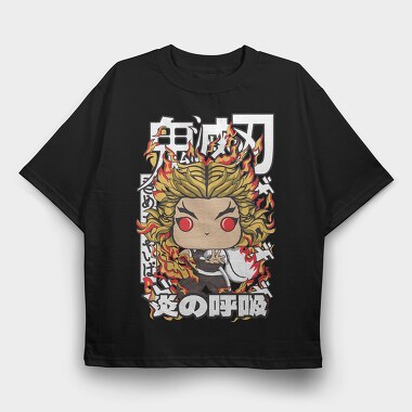 Funko Demon Slayer Kyojuro Rengoku, Tricou Oversize Barbati (Unisex)