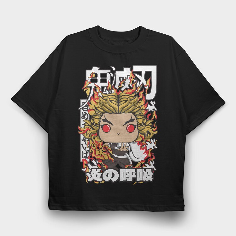 Funko Demon Slayer Kyojuro Rengoku, Tricou Oversize Barbati (Unisex)