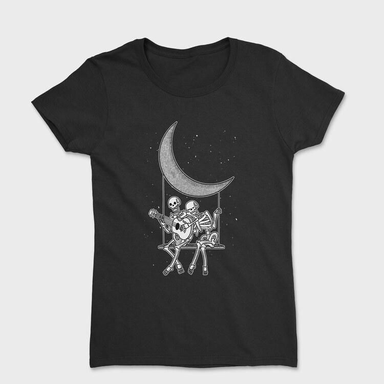 Skeletons Couple Guitar Moon, Tricou Femei