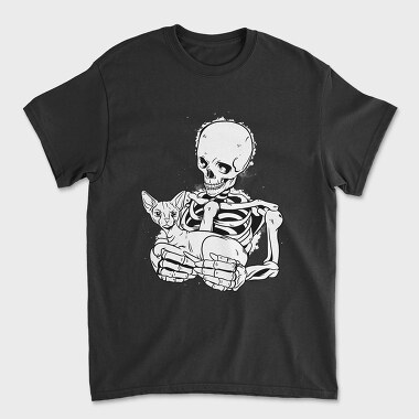 Skull With Cat, Tricou Barbati (Unisex)