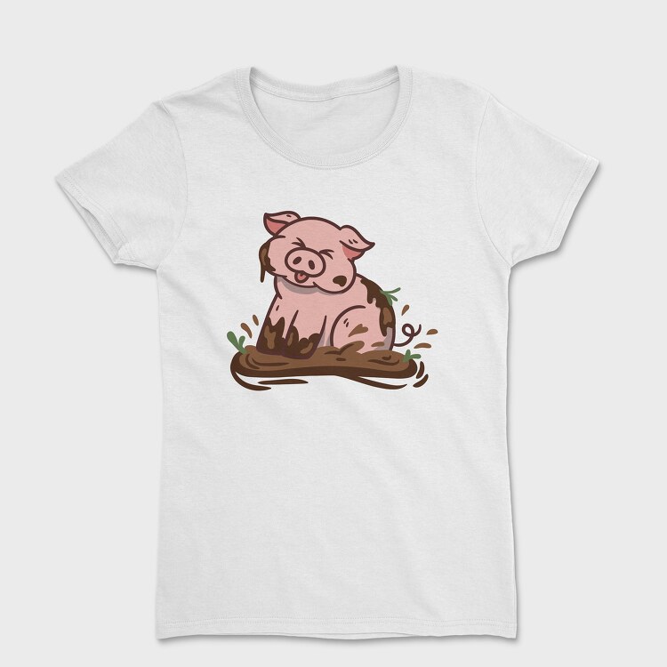 Cute Pig Mud, Tricou Femei