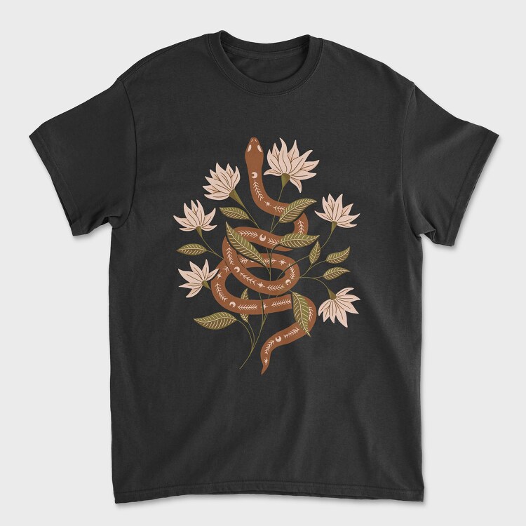 Snake and Flowers, Tricou Barbati (Unisex)