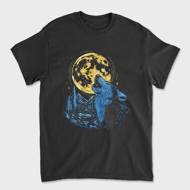 Wolf and Moon, Tricou Barbati (Unisex)