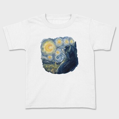 Starry Night Cat, Tricou Copii