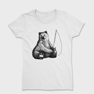 Hand Drawn Bear Fishing, Tricou Femei