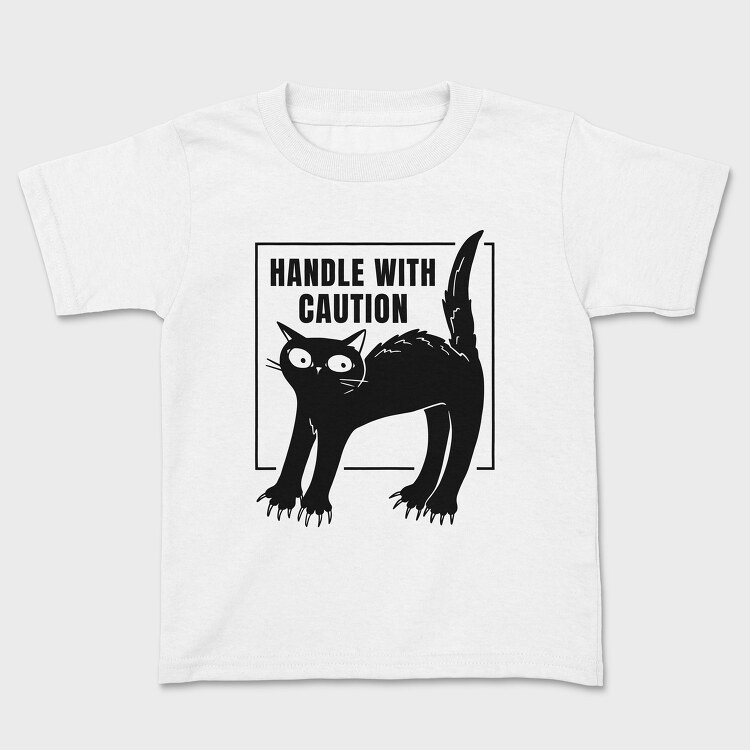 Handle With Caution Cat, Tricou Copii