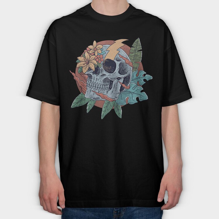 Tropical Skull, Tricou Oversize Barbati (Unisex)