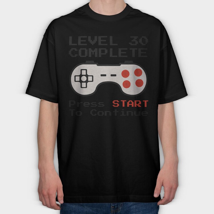 Retro Gamepad Lvl 30 Complete, Tricou Oversize Barbati (Unisex)