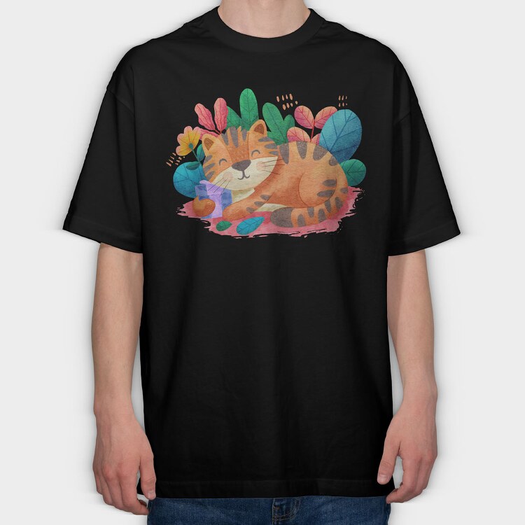 Watercolor Cat, Tricou Oversize Barbati (Unisex)