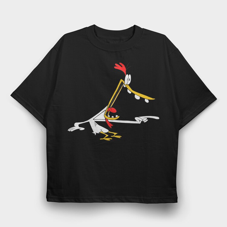 Cartoon Retro Cow and Chicken 4, Tricou Oversize Barbati (Unisex)