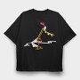 Cartoon Retro Cow and Chicken 4, Tricou Oversize Barbati (Unisex)
