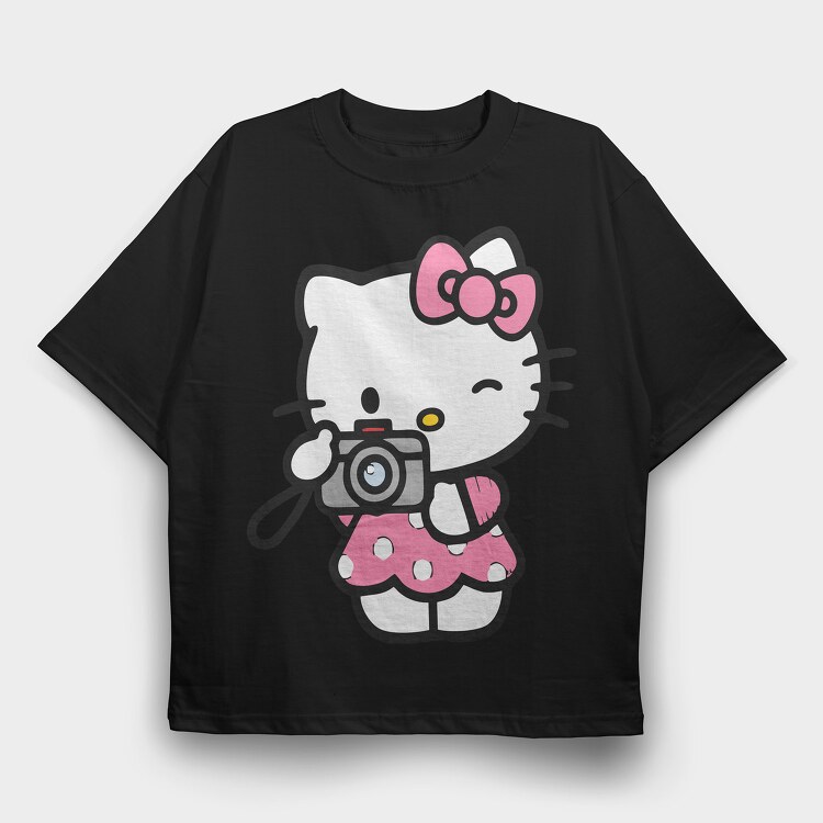 Cartoon Retro Hello Kitty 1, Tricou Oversize Barbati (Unisex)