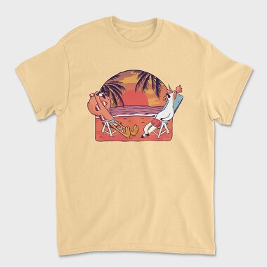 Tricou Barbati (Unisex), Unicorn Flamingo Beach