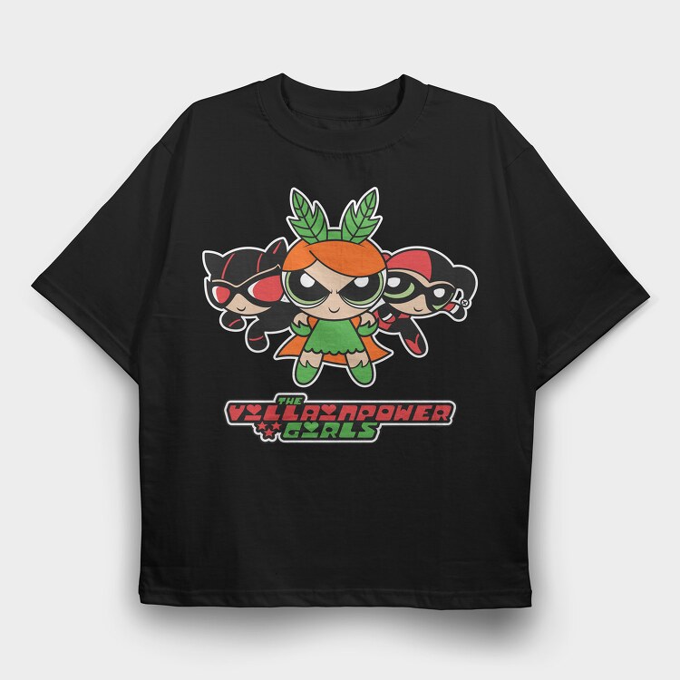 The Powerpuff Girls Catwoman Harley, Tricou Oversize Barbati (Unisex)