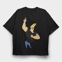 Cartoon Retro Johny Bravo 1, Tricou Oversize Barbati (Unisex)