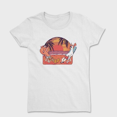 Tricou Femei, Unicorn Flamingo Beach