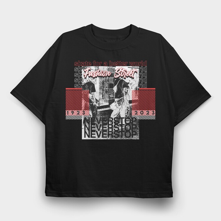 Never Stop 2, Tricou Oversize Barbati (Unisex)