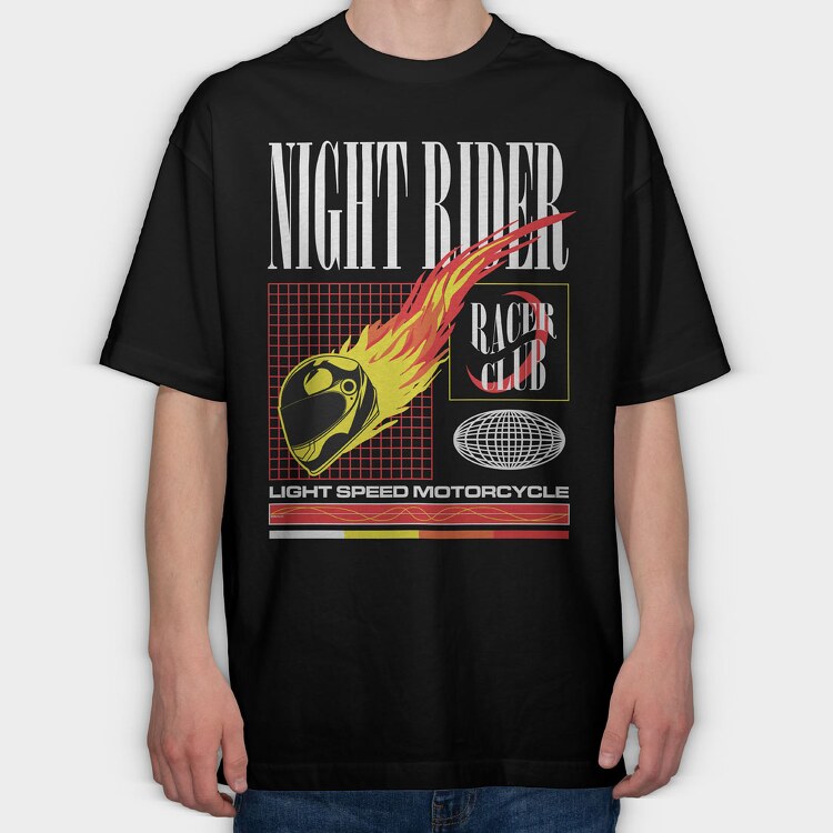 Night Rider 1, Tricou Oversize Barbati (Unisex)