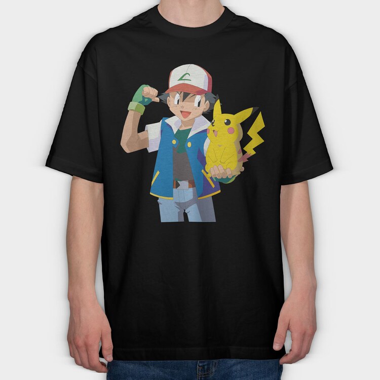 Cartoon Retro Pokemon 4, Tricou Oversize Barbati (Unisex)