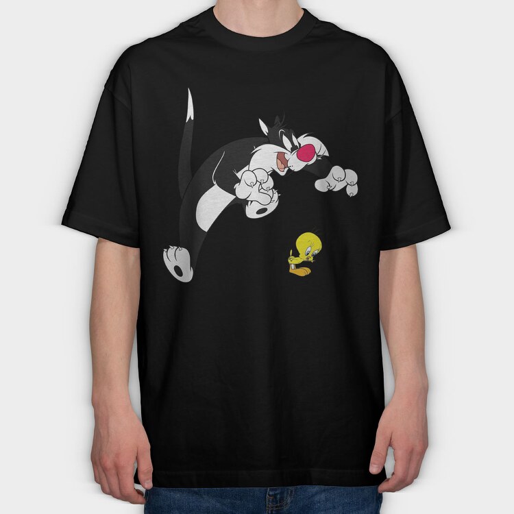 Cartoon Retro Silvestre 1, Tricou Oversize Barbati (Unisex)