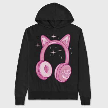 Kawaii Pink Headphones, Hanorac Oversize Barbati (Unisex)