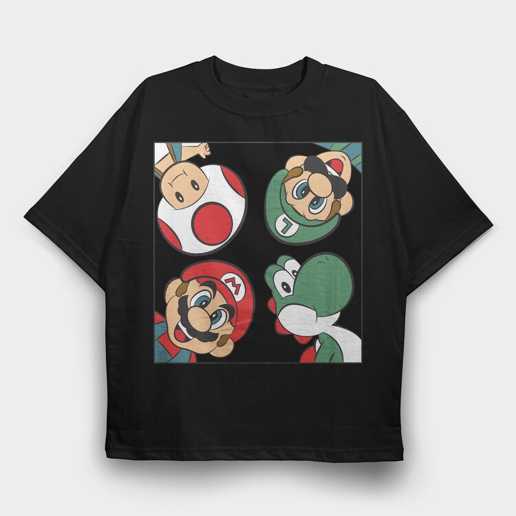 Super Mario 1, Tricou Oversize Barbati (Unisex)