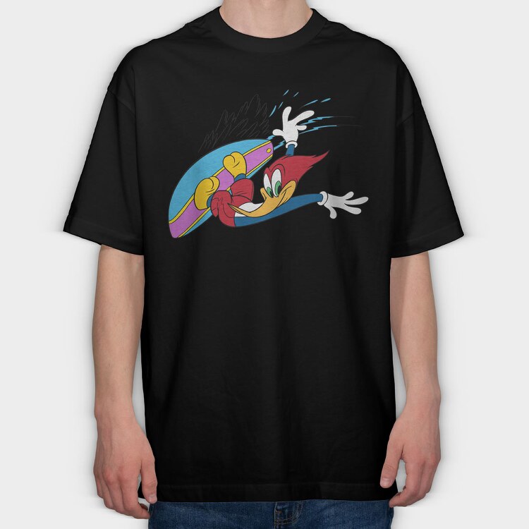 Cartoon Retro Woody Woodpecker 6, Tricou Oversize Barbati (Unisex)