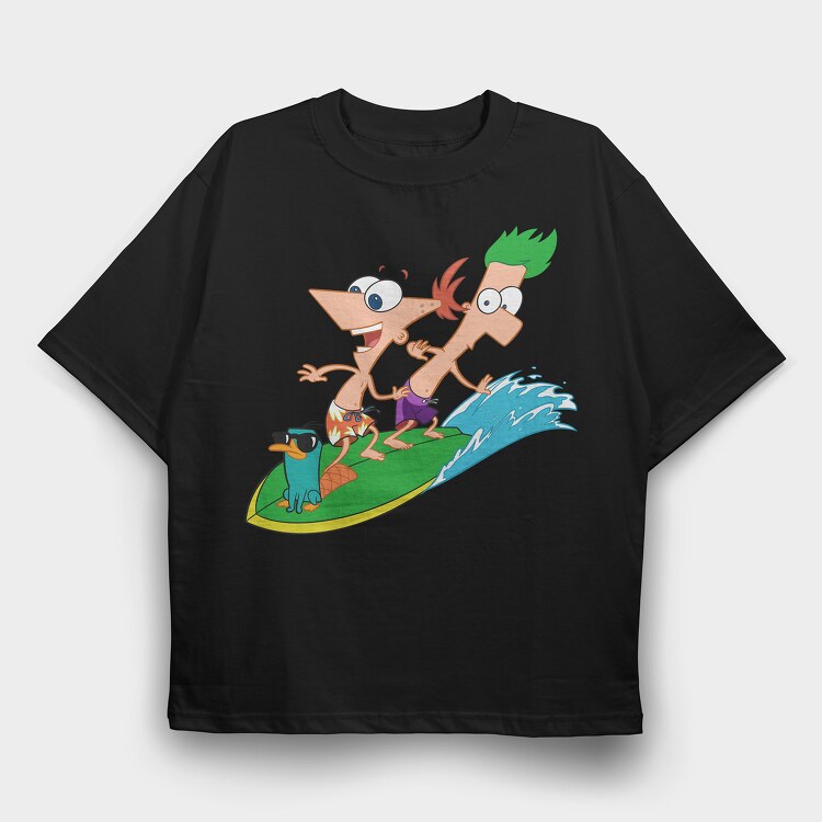 Phineas and Ferb 19, Tricou Oversize Barbati (Unisex)