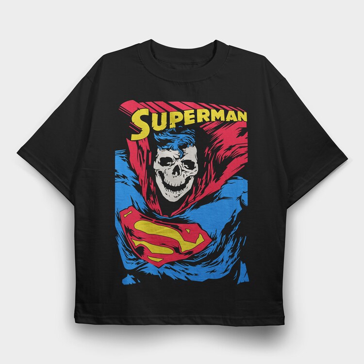 Superman Skull, Tricou Oversize Barbati (Unisex)