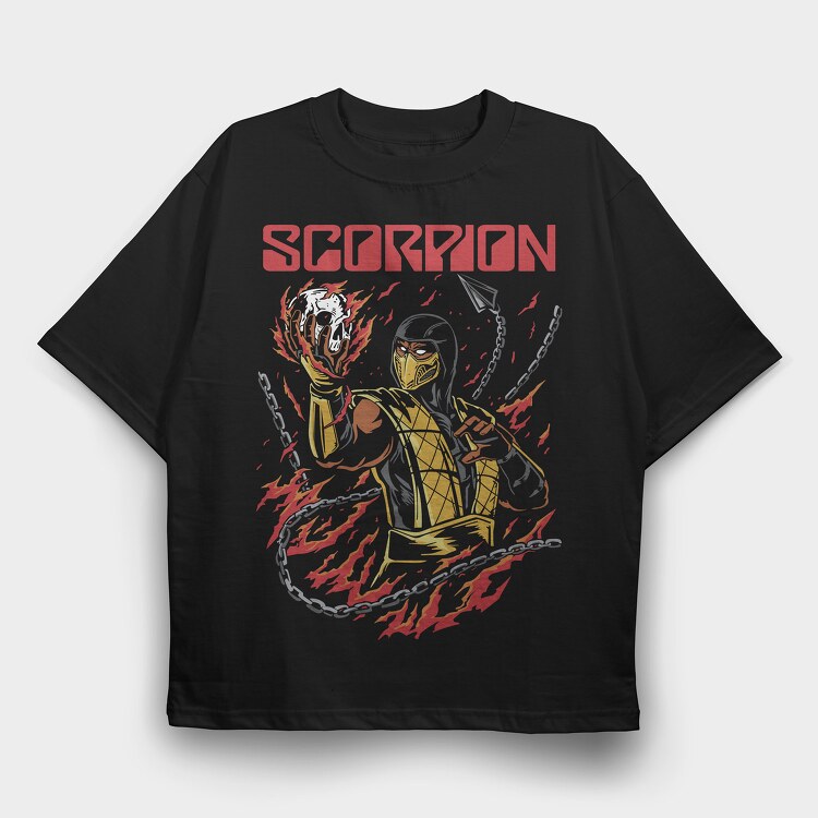 Scorpion Mortal Kombat, Tricou Oversize Barbati (Unisex)