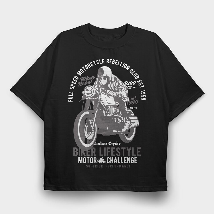 Biker Lifestyle, Tricou Oversize Barbati (Unisex)