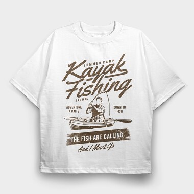 Kayak Fishing, Tricou Oversize Barbati (Unisex)
