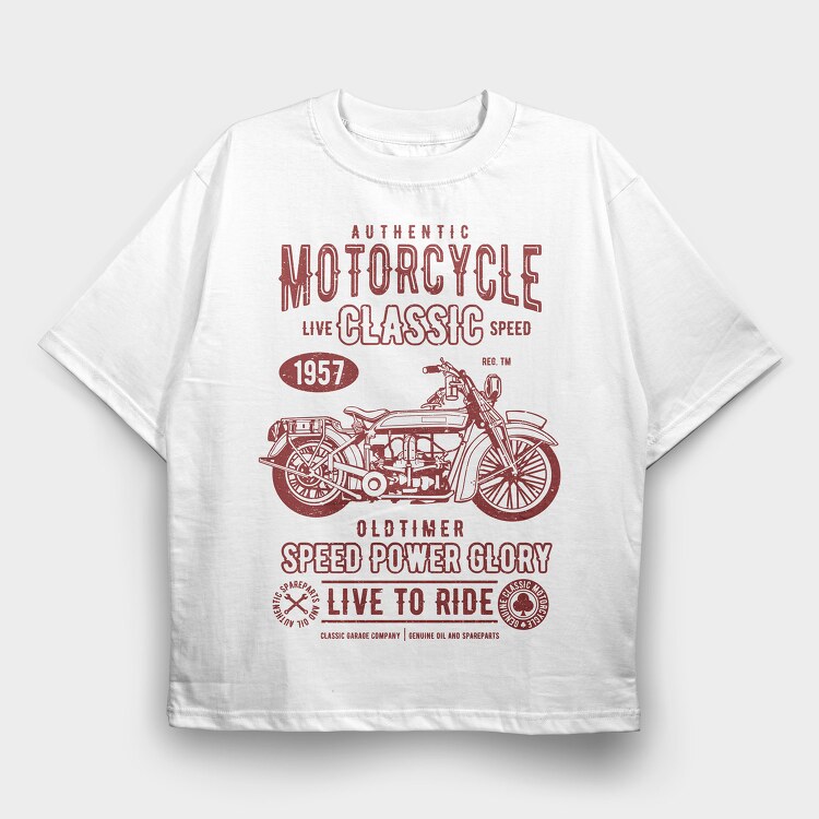 Motorcycle Classic, Tricou Oversize Barbati (Unisex)