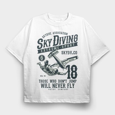Sky Diving, Tricou Oversize Barbati (Unisex)