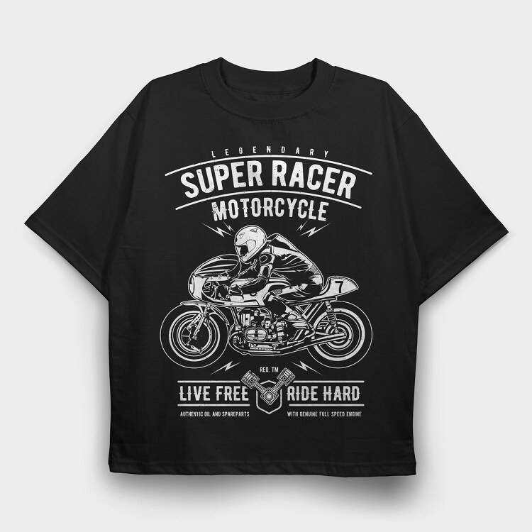 Super Racer Motorcycle, Tricou Oversize Barbati (Unisex)