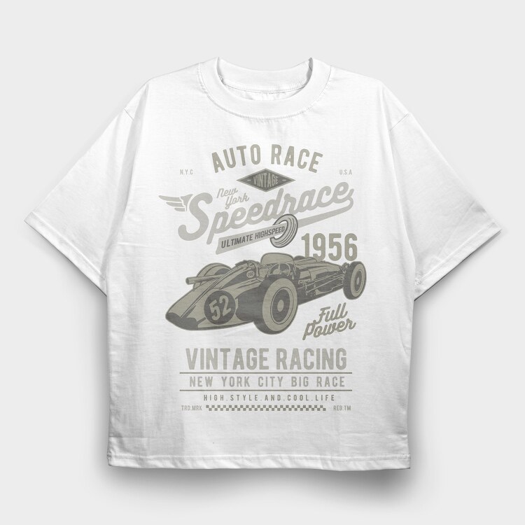 Vintage Speedrace, Tricou Oversize Barbati (Unisex)