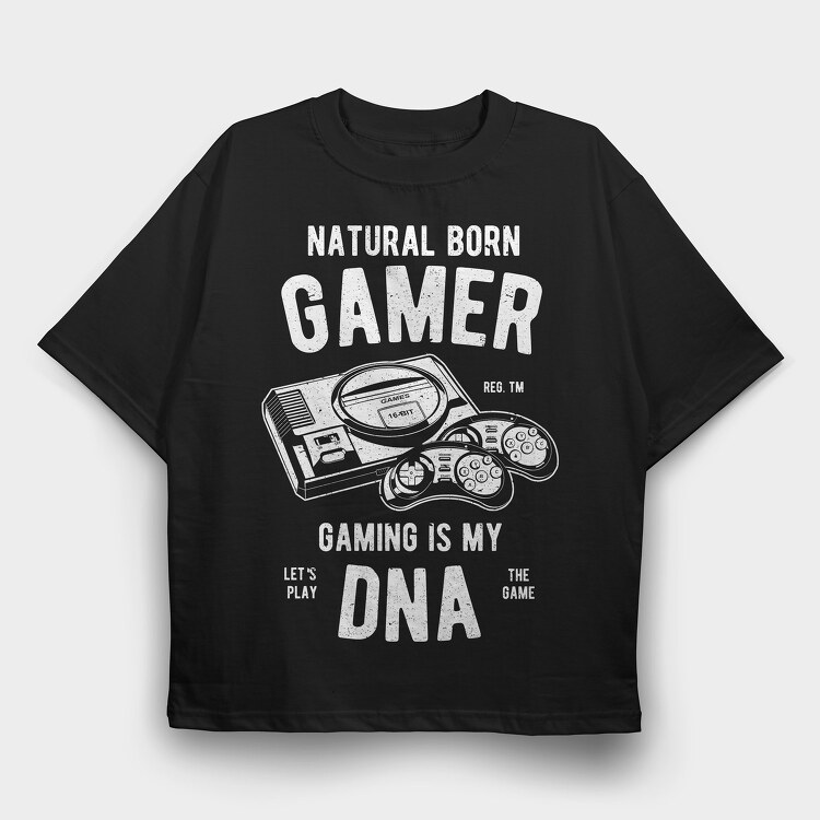 Natural Born Gamer, Tricou Oversize Barbati (Unisex)