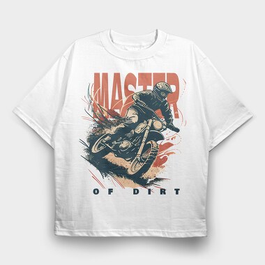 Master of Dirt Motocross Bike Kicking Up Dust, Tricou Oversize Barbati (Unisex)